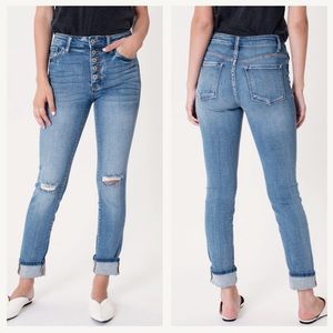 Kancan - Button Fly Girlfriend Jeans
